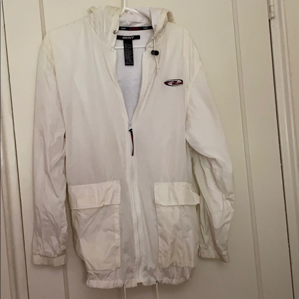 Vintage DKNY white windbreaker jacket size:L